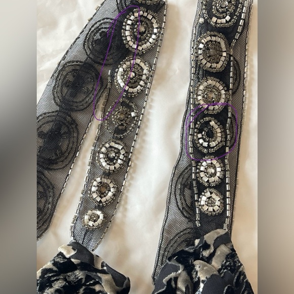 Women’s Badgley Mischa Velvet Burnout Silk Dress Beaded Size 10 Fairy Grunge - Picture 10 of 10